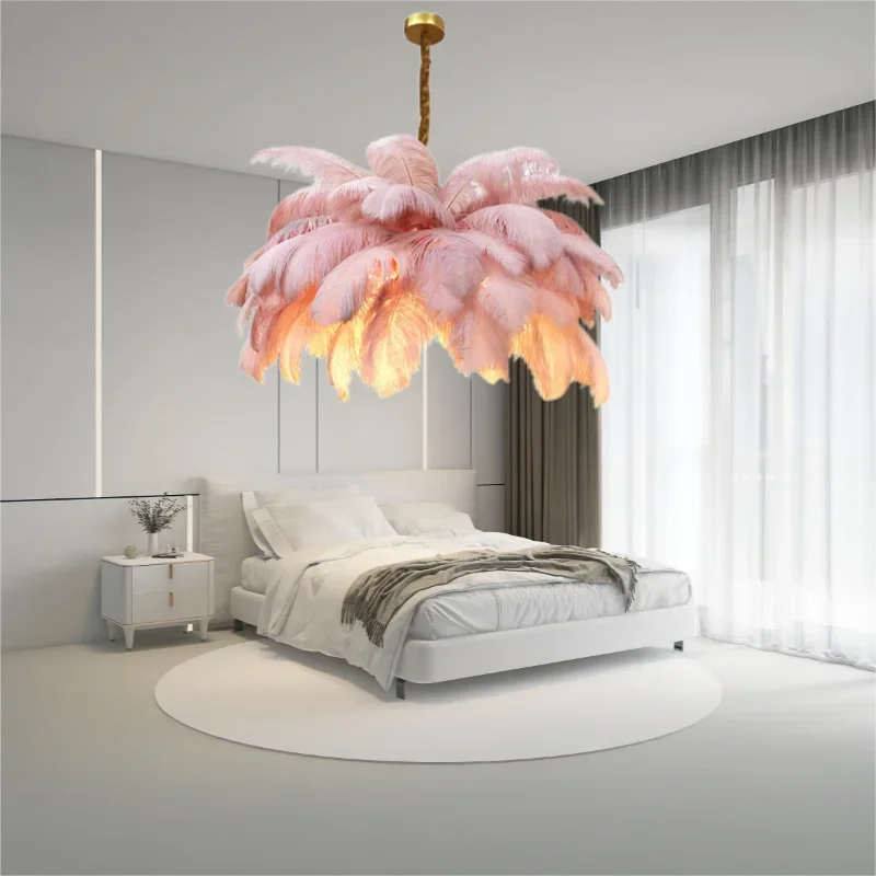 Modern Purple Feather Pendant Light Nordic Lustres Chandelier — product photo 3 of 6