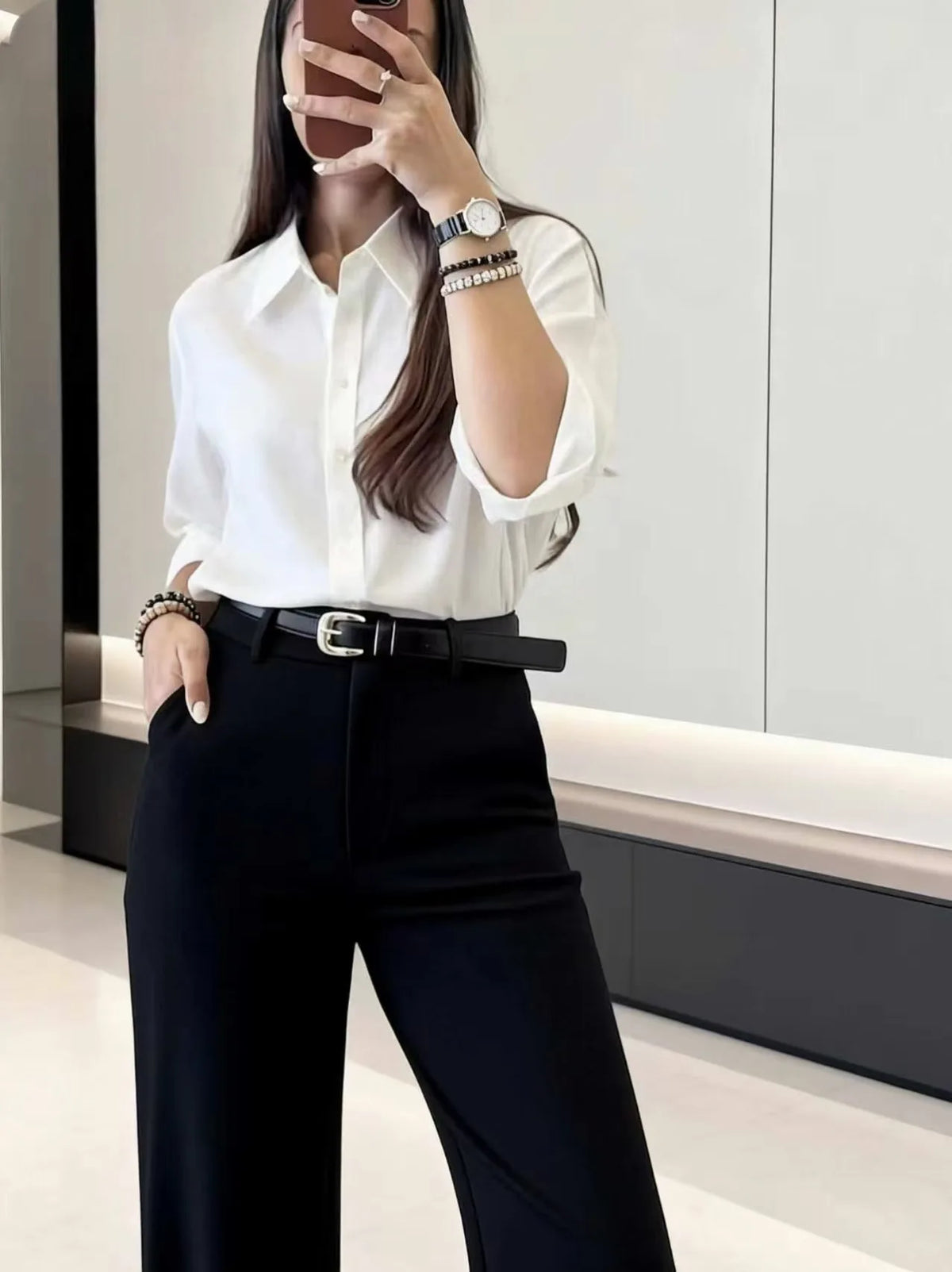 Women Black High Waist Wide Leg Suit Pants — product photo 2 of 5