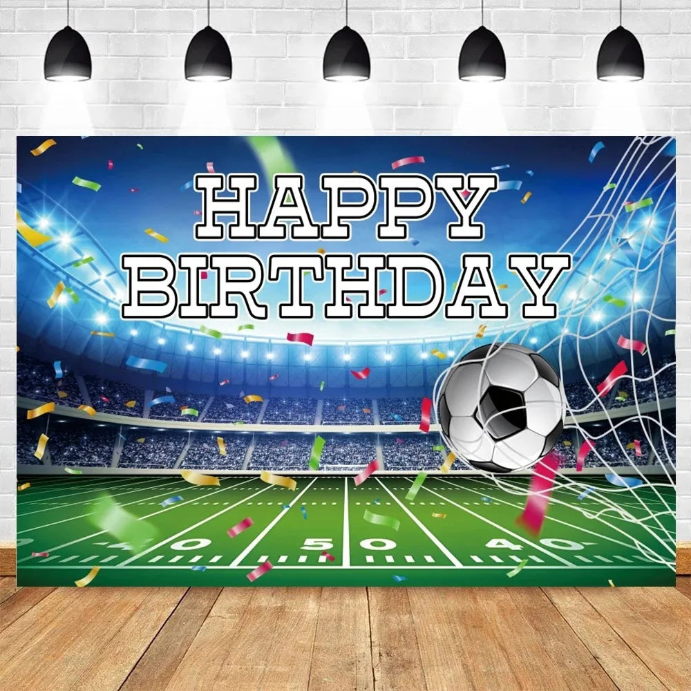 Football Birthday Backdrop Custom Decorate Soccer Field Stadium — product photo 2 of 6