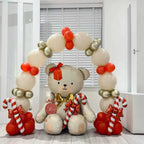 Matte white bow teddy bear balloon set latex — product photo 2 of 6