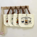 Cute Bear Canvas Mini Handheld Tote Bag Women — main product photo