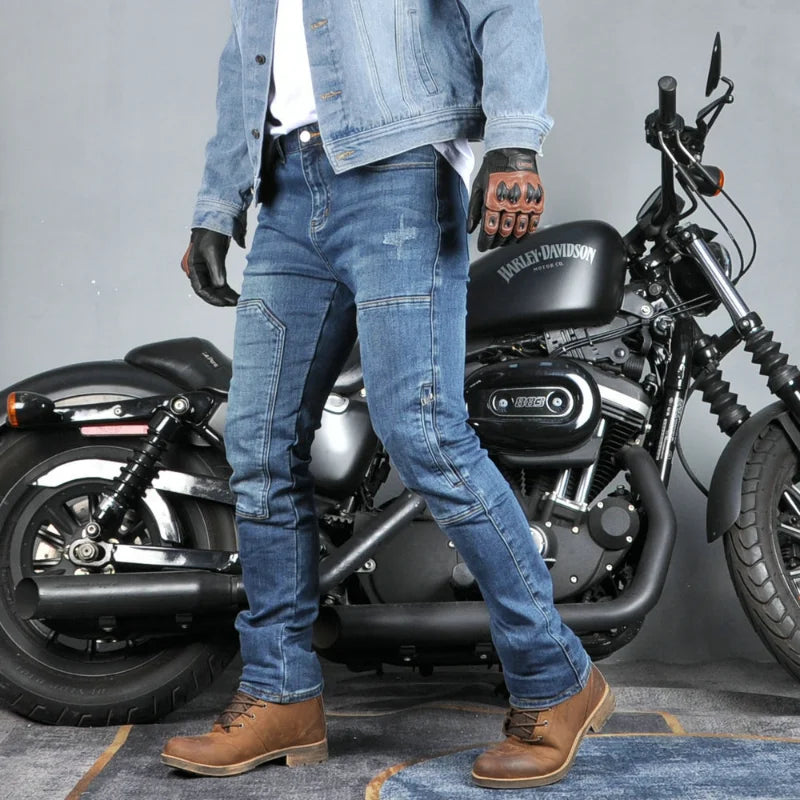 Motorcycle Jeans Men's Casual Workwear Stretch Retro Motorcycle — product photo 3 of 6