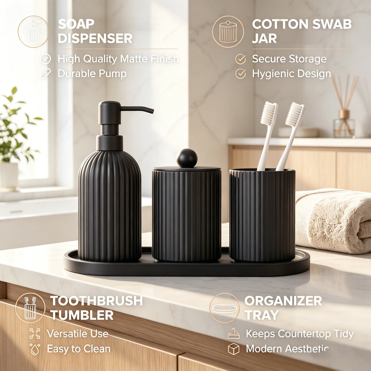 Elegant Black Bathroom Set — product photo 5 of 6
