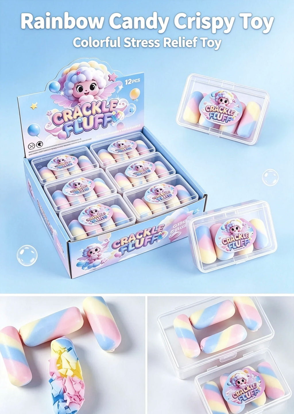 Crispy Squishy Toy Set｜Chocolate Donut Macaron Crunchy Stress — product photo 5 of 6