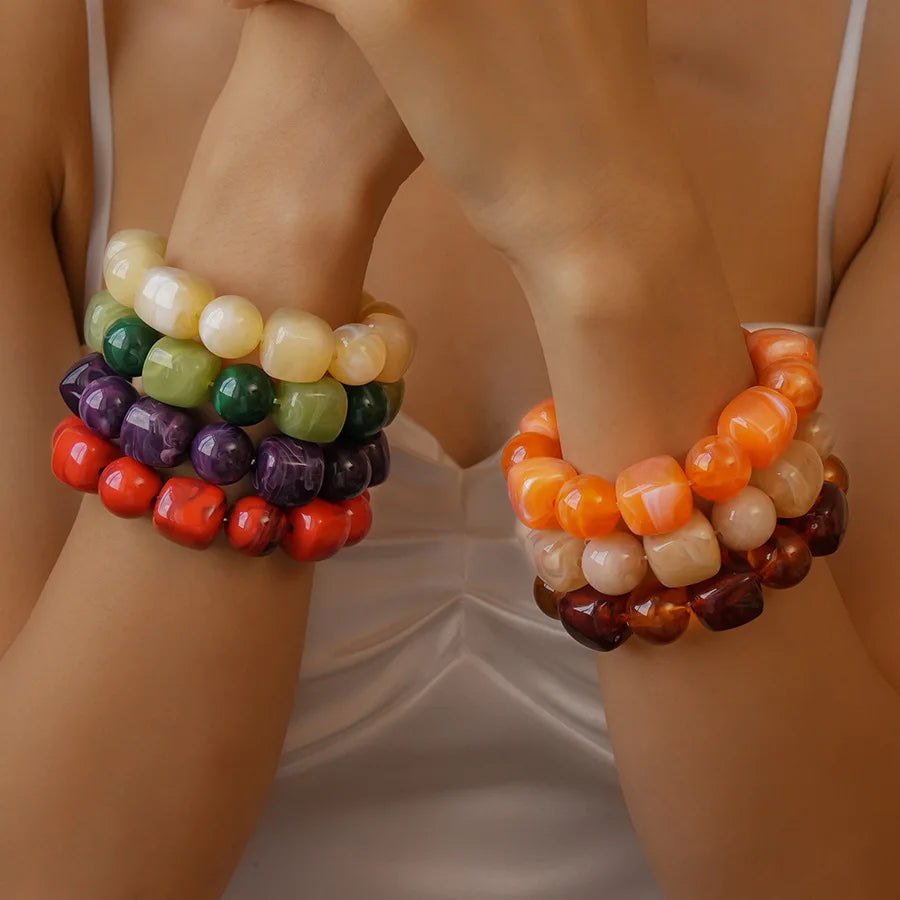 Acrylic Irregular Square Round Beaded Bracelet Bangle for — product photo 3 of 6