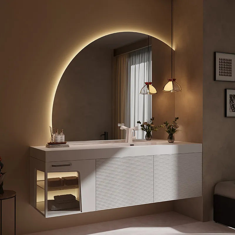 Oak Bathroom Vanity And Washbasin Combination Integrated Seamless — product photo 5 of 6