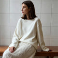 Casual Knitted Sweater Round Neck Open Back Long — main product photo