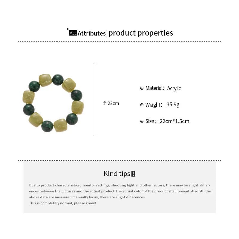 Acrylic Irregular Square Round Beaded Bracelet Bangle for — product photo 6 of 6