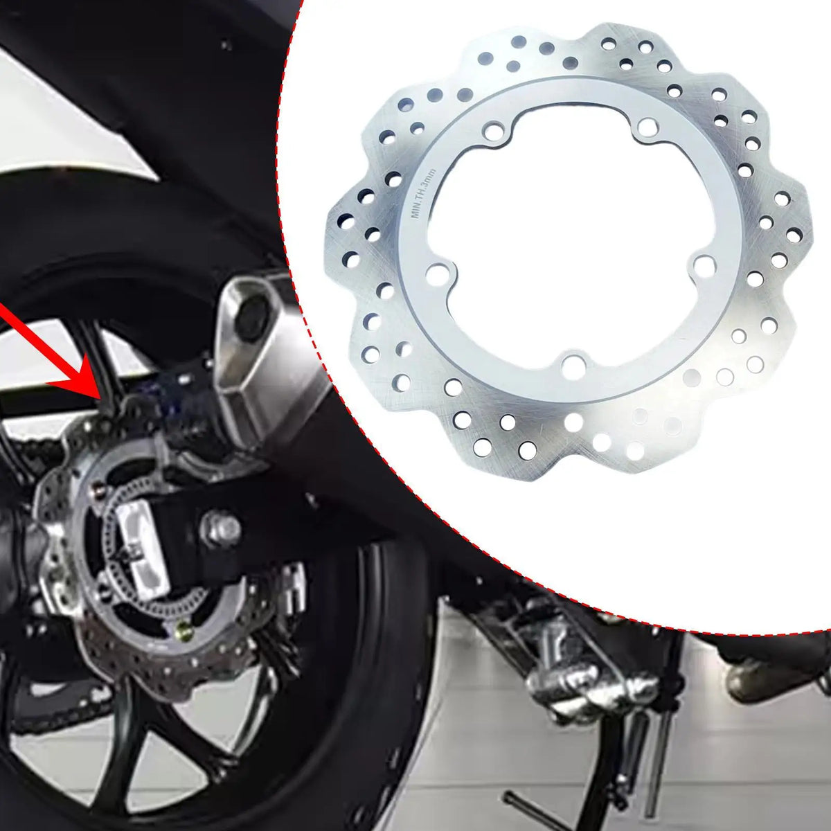 Rear Brake Disc Rotor 24cm Metal Motorbike Parts — product photo 4 of 6