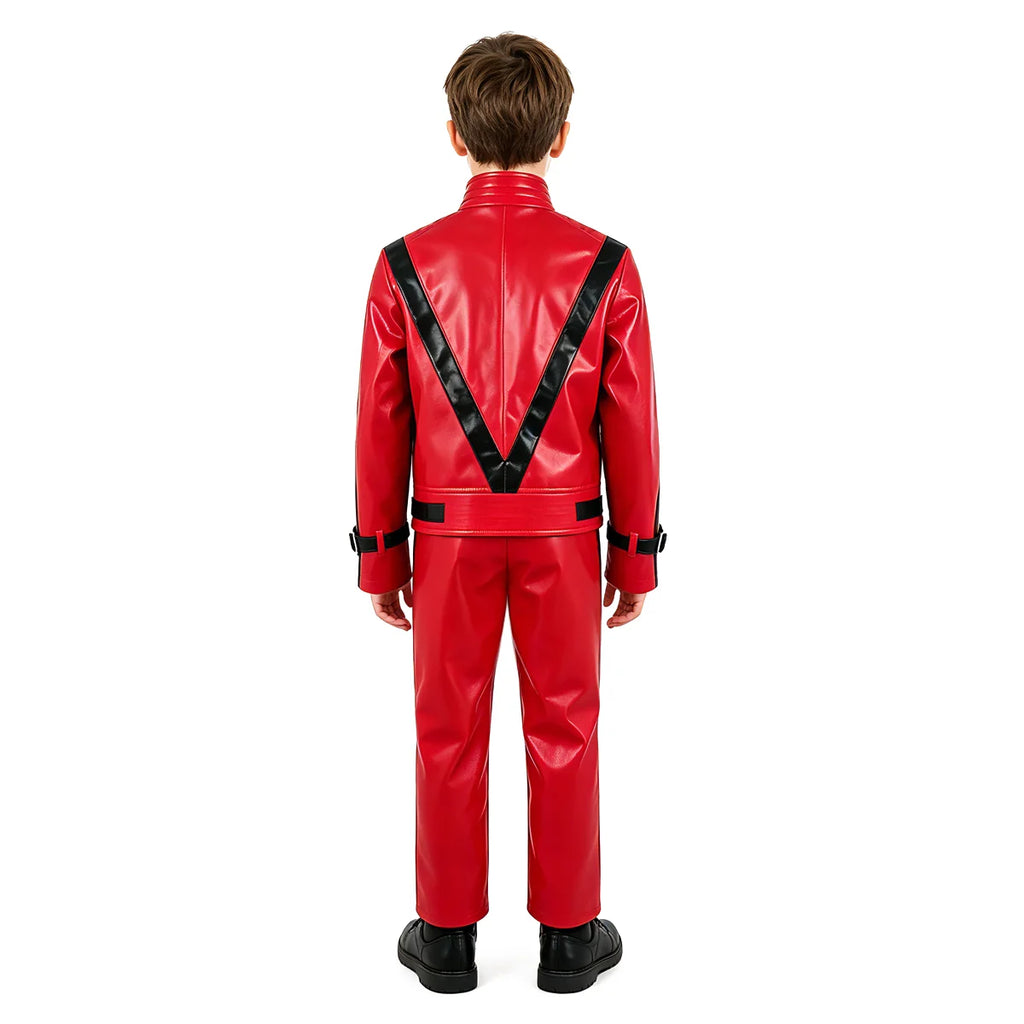 Kids Michael Jackson Cosplay Suit Boys Red PU — product photo 4 of 6