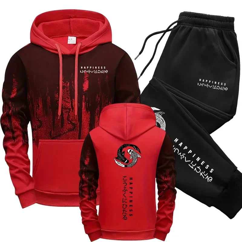 Japanese Fashion Men's Tracksuit Hoodies Sweatpants 2 Piece — product photo 4 of 6