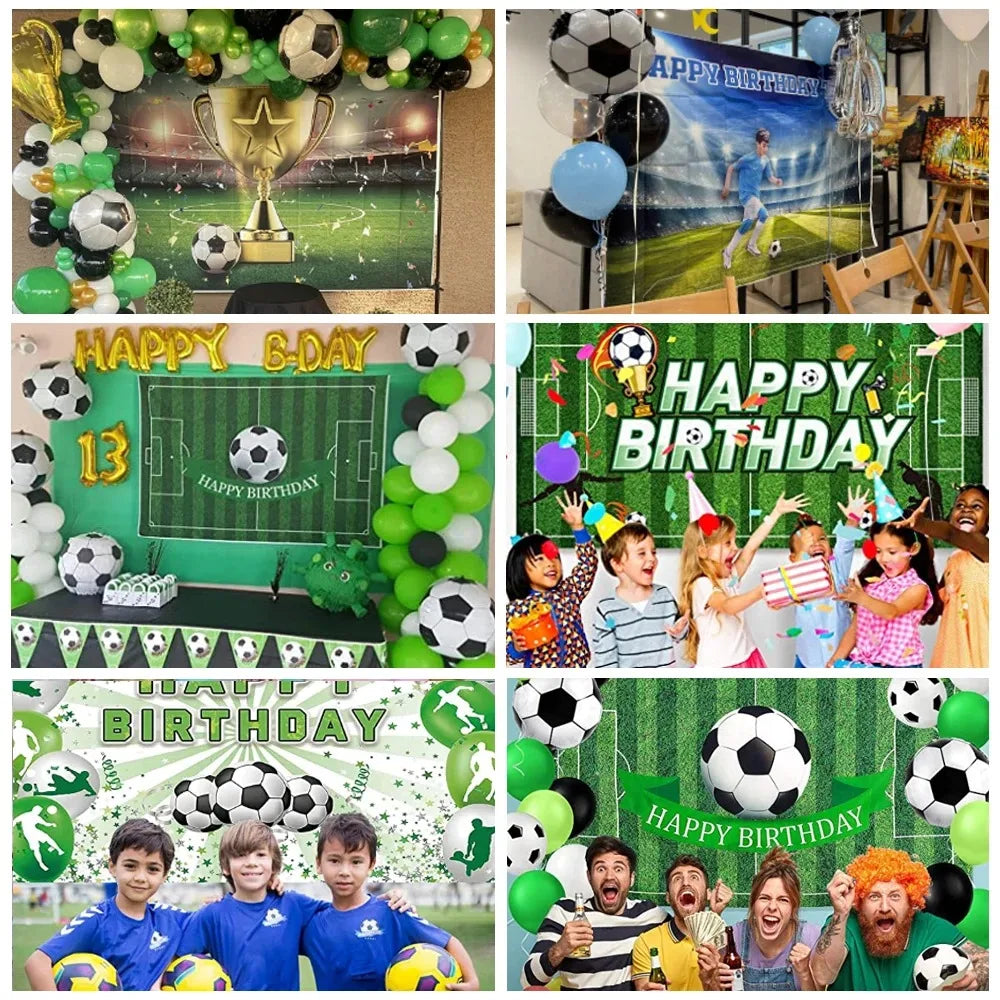Football Birthday Backdrop Custom Decorate Soccer Field Stadium — product photo 4 of 6