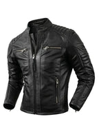 Men's Natural Leather Jacket First Layer Calfskin Stand — product photo 6 of 6