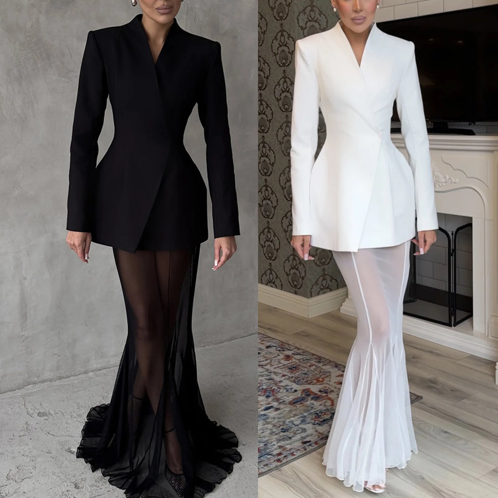 Women Suit Jacket Perspective Skirts Set 2025 New — product photo 2 of 5