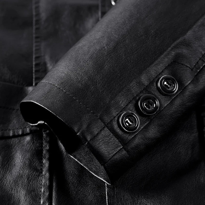 Men's Black PU Suit Jacket — product photo 3 of 5