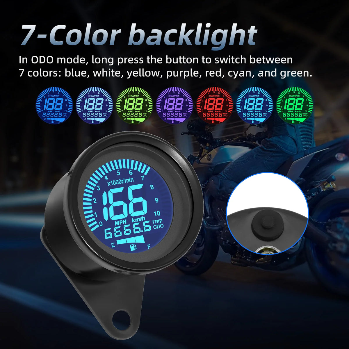 7 Color LED Motorcycle Speedometer Digital Moto Scooter — product photo 3 of 6