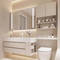 Sintered stone seamless ceramic basin bathroom vanity set — main product photo