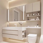 Sintered stone seamless ceramic basin bathroom vanity set — main product photo