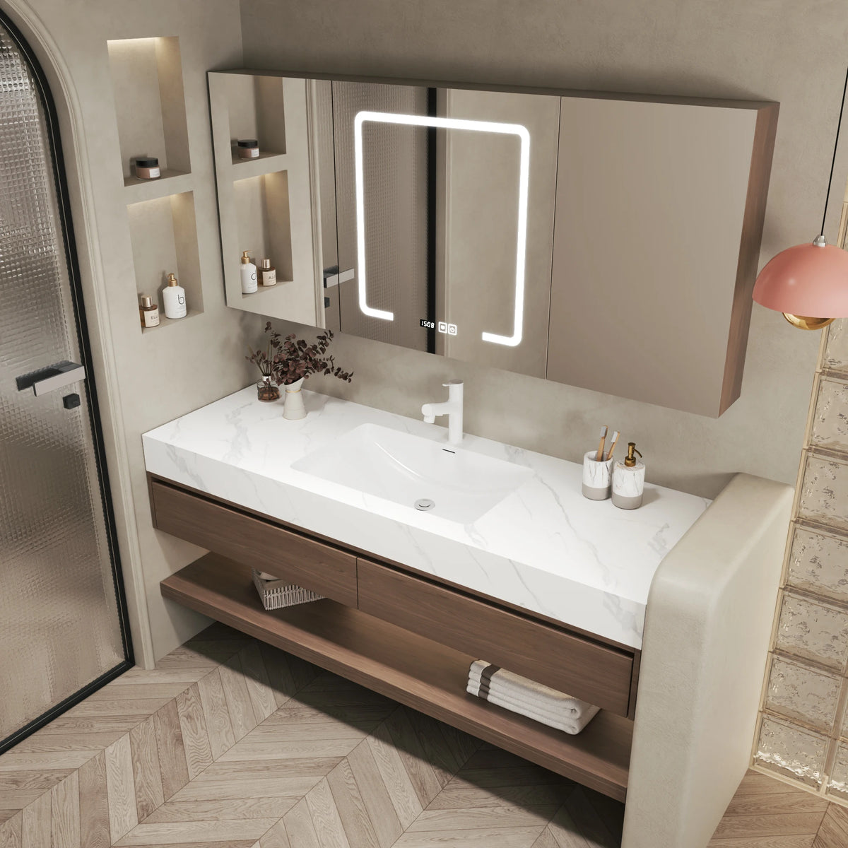 Vanity Bathroom Lighting Modern Marble Sink Mirror Bathroom — product photo 2 of 5