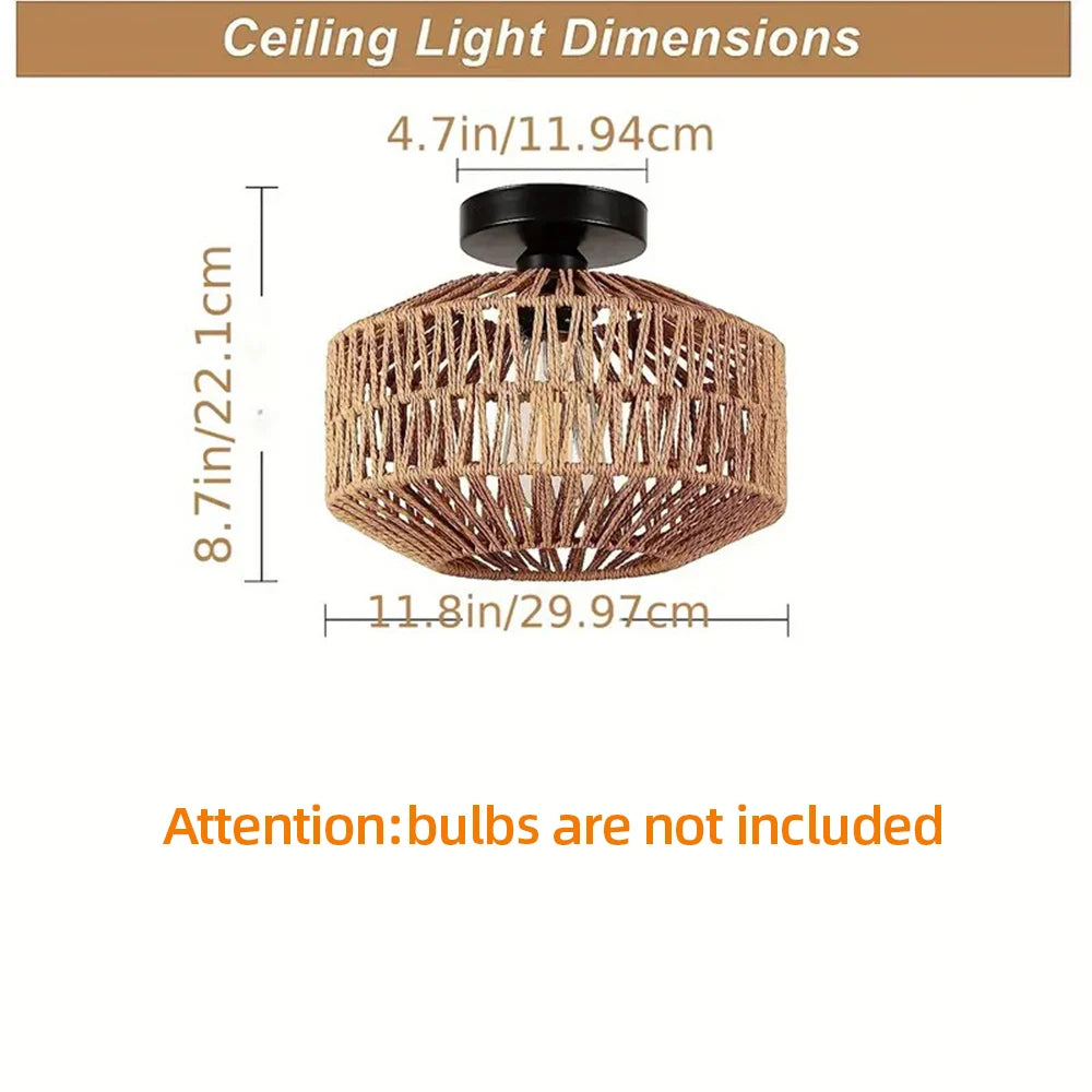 Ceiling Lights Rattan Chandelier Light Fixture Hand Woven — product photo 6 of 6