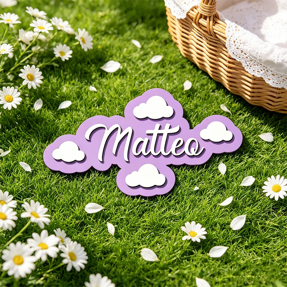 1pc Cloud Shaped Wooden Name Tag — product photo 5 of 6