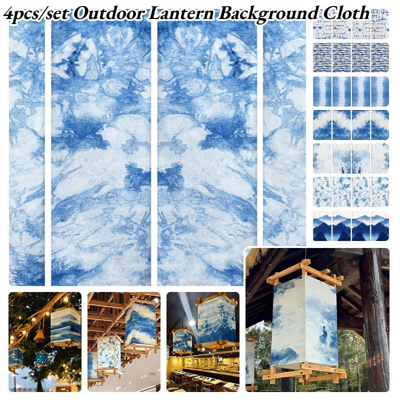 4pcs/set Outdoor Lantern Background Cloth Blue Indigo Dyed — main product photo