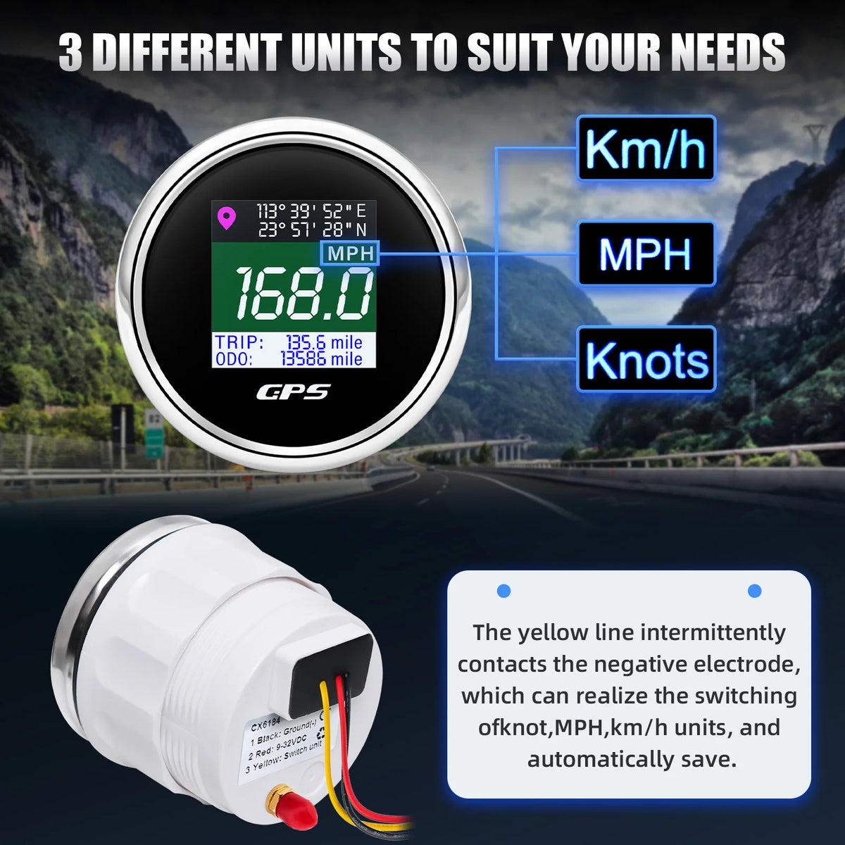 52mm TFT GPS Speedometer Digital Screen Speed Waterproof — product photo 4 of 6