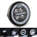 Retro Motorbike LED Headlight Assembly Halo Ring DRL — main product photo