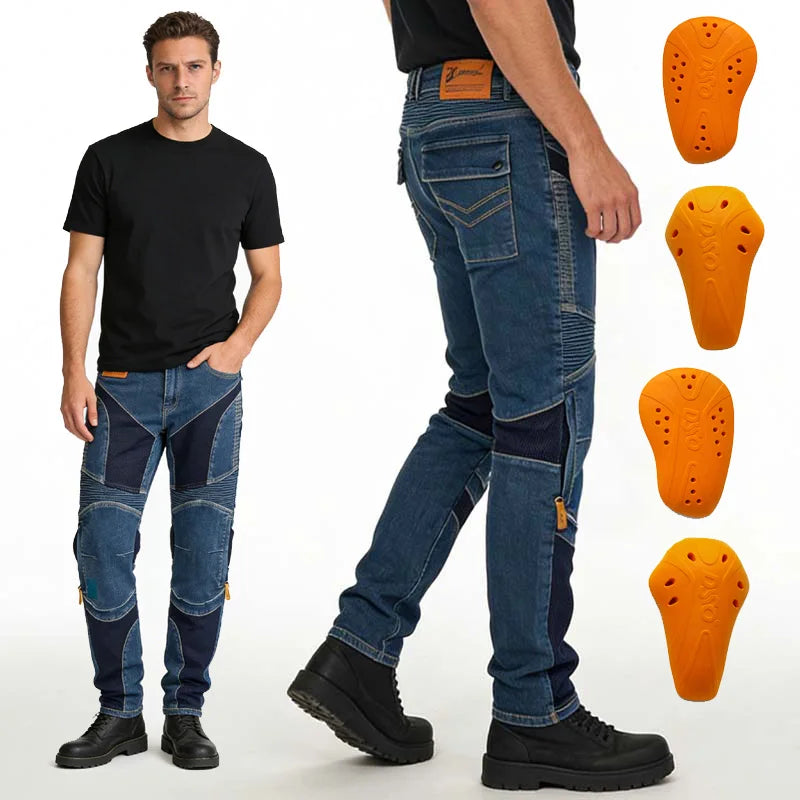 Men's Aramid Motorcycle Pants blue Protective Motocross Riding — main product photo