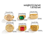Ingemark 6Pcs/Set Retro Gold Color Signet Chunky Rings — product photo 4 of 6