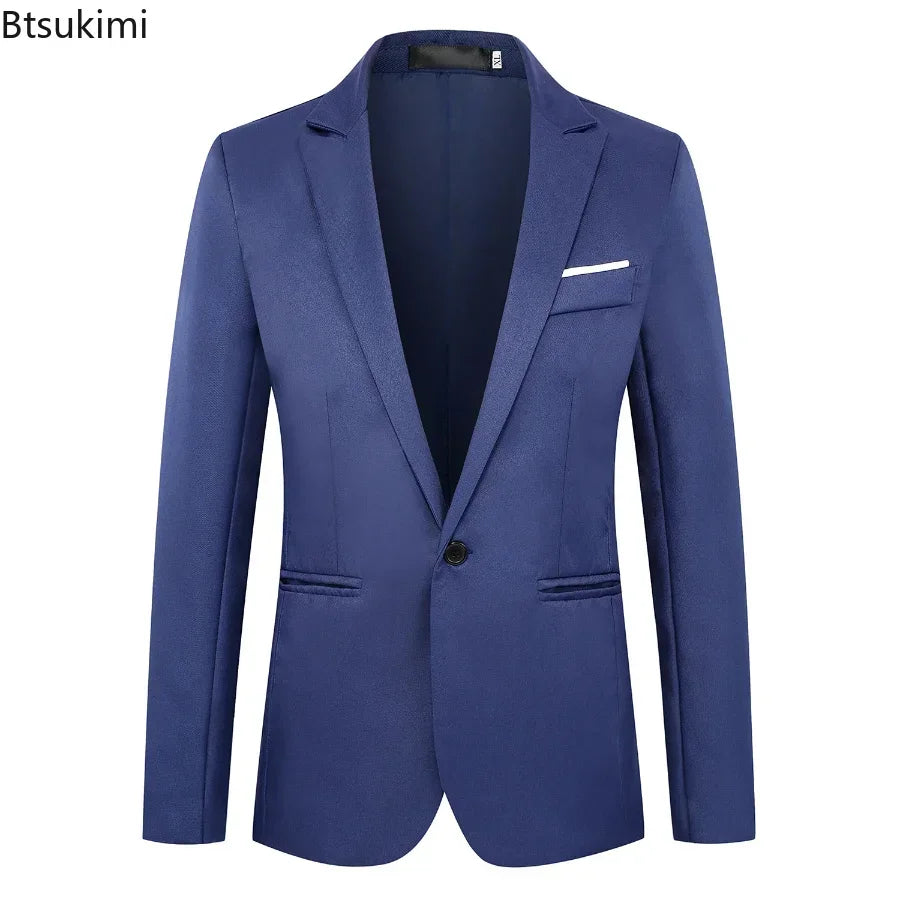 Men's Fashion Suit Jacket Elegant Gentleman Solid Slim — product photo 3 of 6
