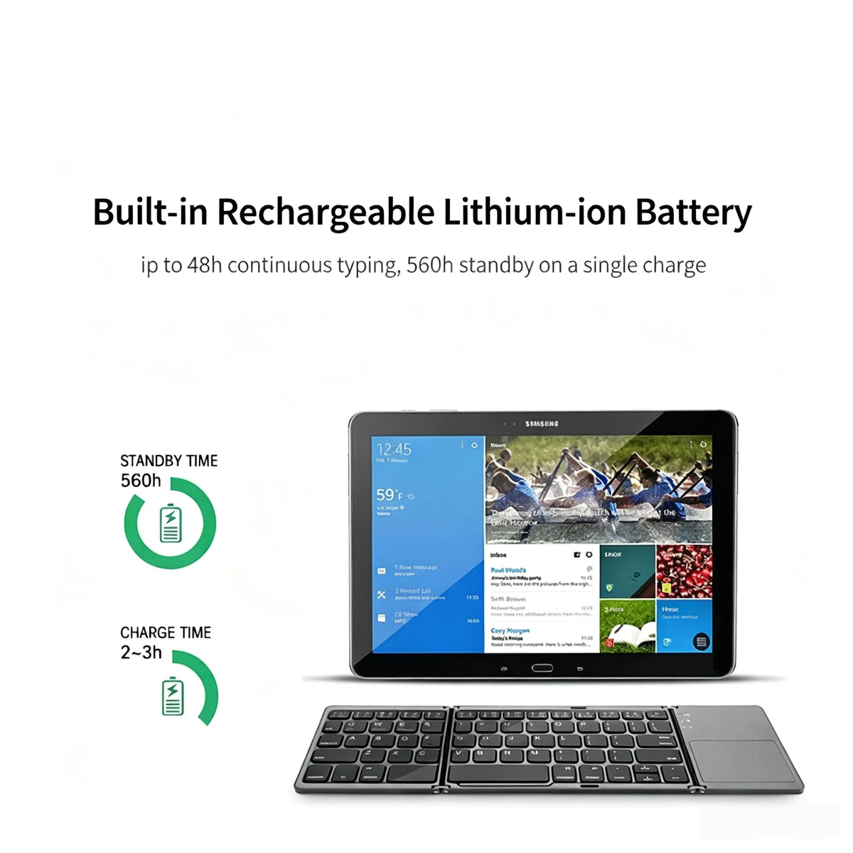 Foldable Bluetooth Keyboard With Touchpad For Android iOS — product photo 5 of 6
