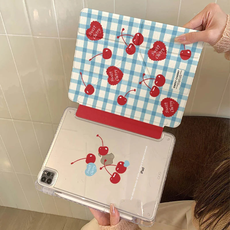 Korean Ins Red Cherry Y-Shaped Triple Fold For
