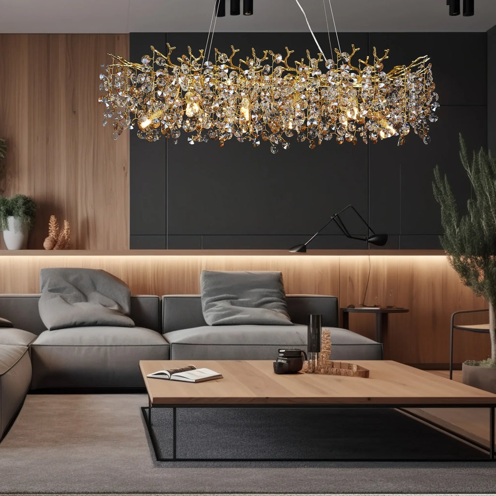 Chandelier With Crystals Lights Luxury Gold For Dining — product photo 2 of 6