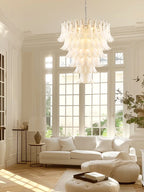 Pendant Glass White Flower Petal High Ceiling Chandeliers — product photo 2 of 6