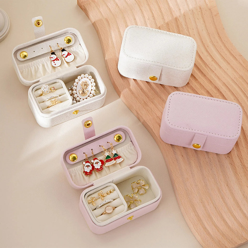 Portable Mini Jewelry Box Portable Faux Leather Earrings — product photo 3 of 6