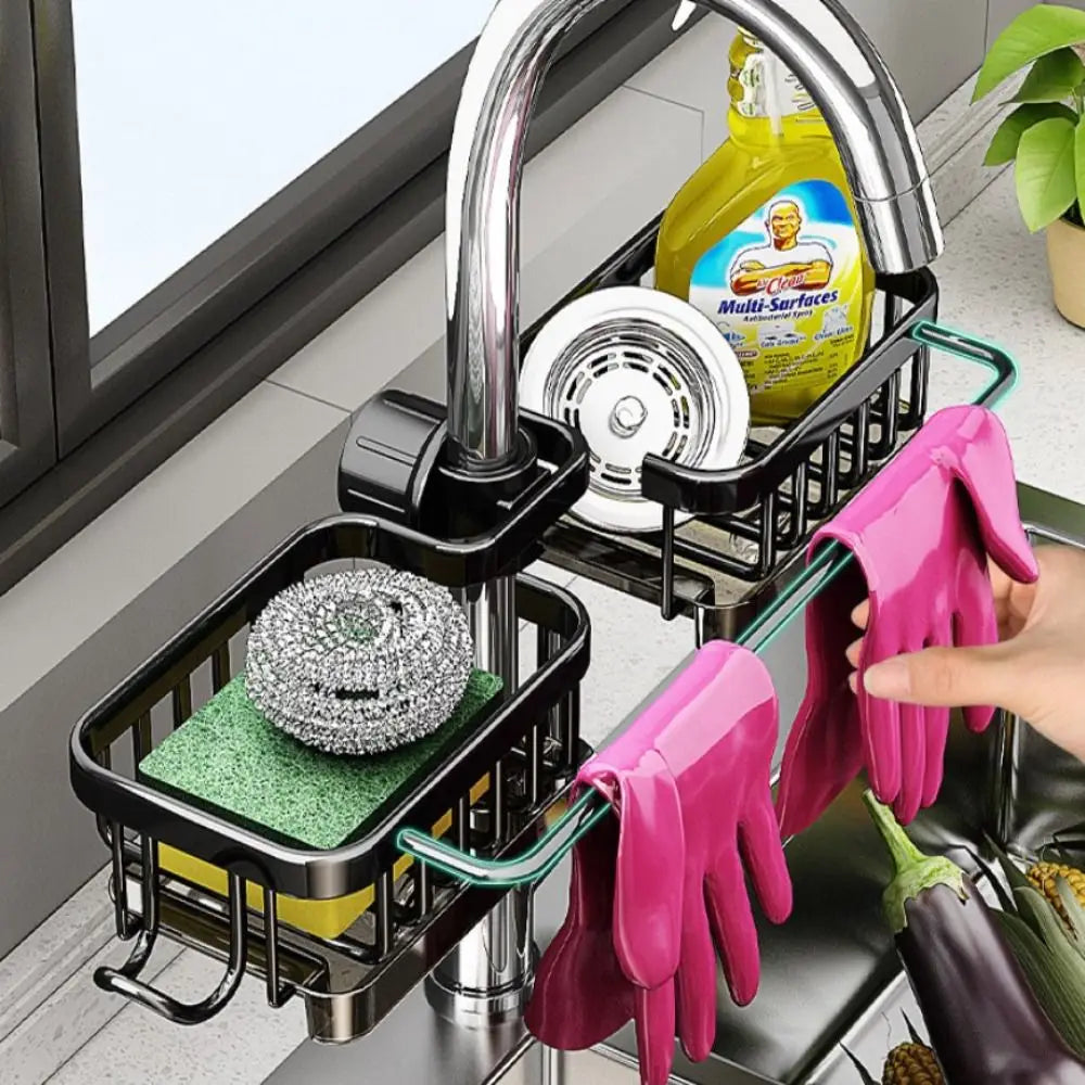 Space Aluminum Kitchen Sink Drain Rack Bathroom Organizer — product photo 3 of 6