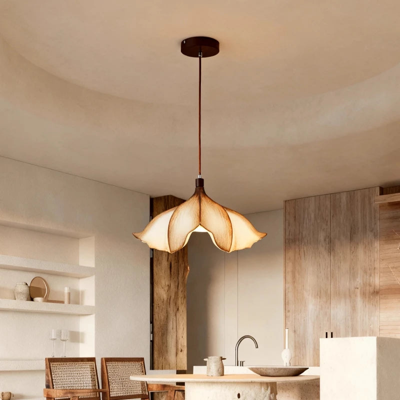 Japanese Wabi-Sabi Resin LED Pendant Light Petal Ceiling — product photo 2 of 6