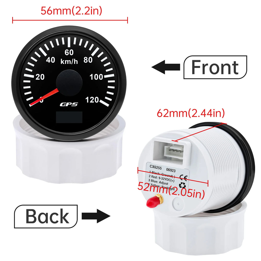 Waterproof 52MM GPS Speedometer 200km/h 120km/h 60 km/h — product photo 4 of 6