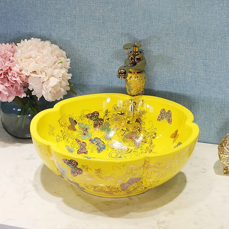 Household European Style Washbasin Washbasin Flower Petal Shaped — product photo 2 of 6