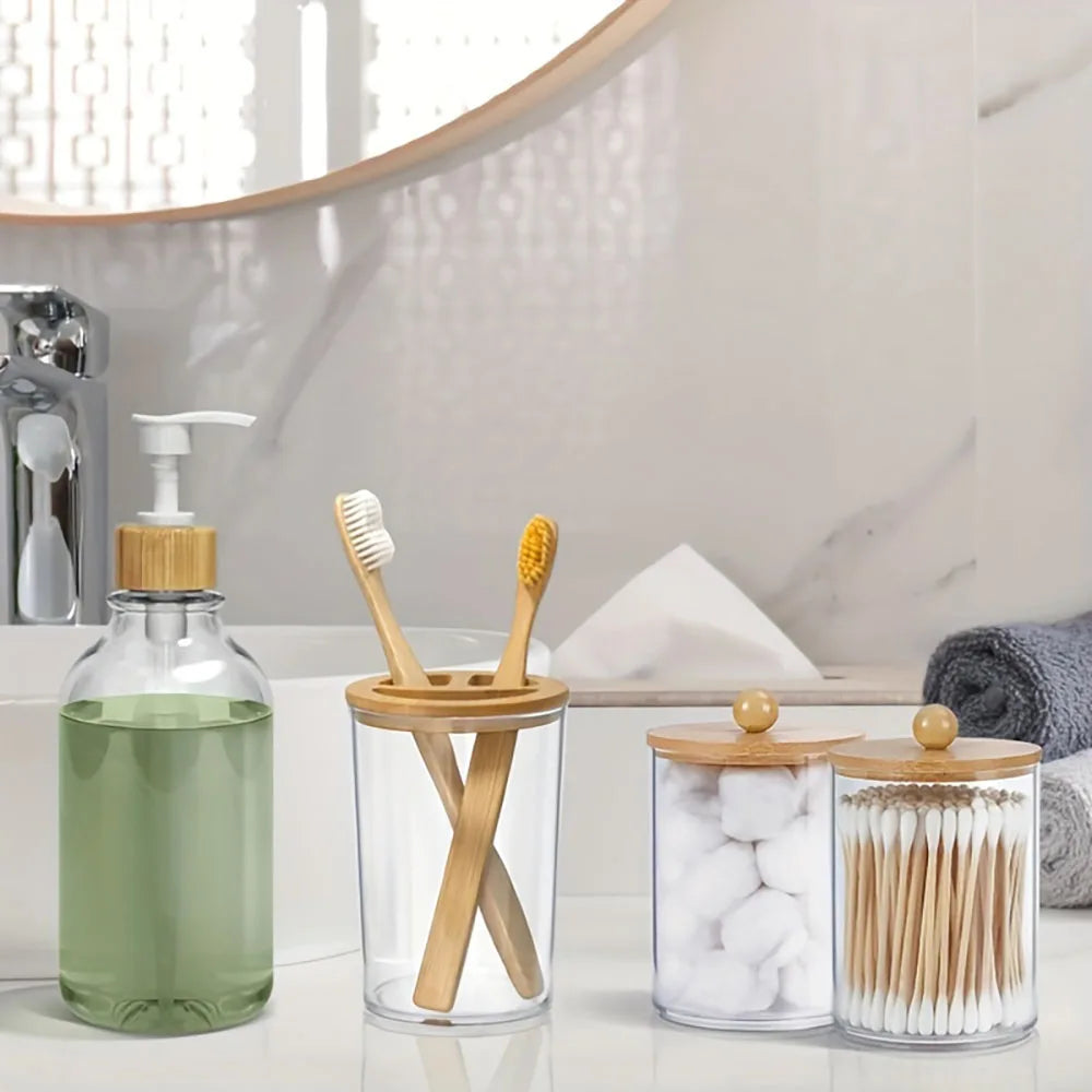 4pcs Bamboo Bathroom Accessories Set — product photo 2 of 6