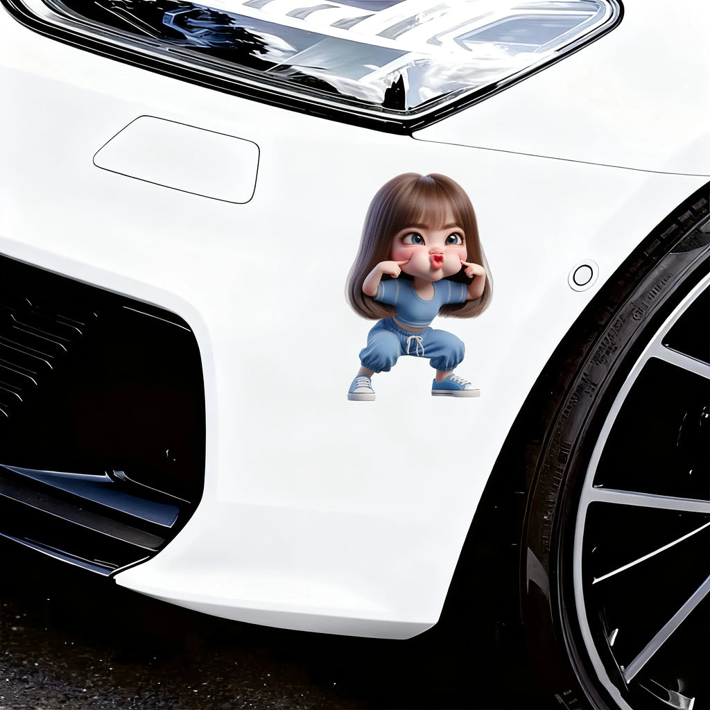 Cute Playful Girl 2D Flat Vinyl Sticker — product photo 4 of 6