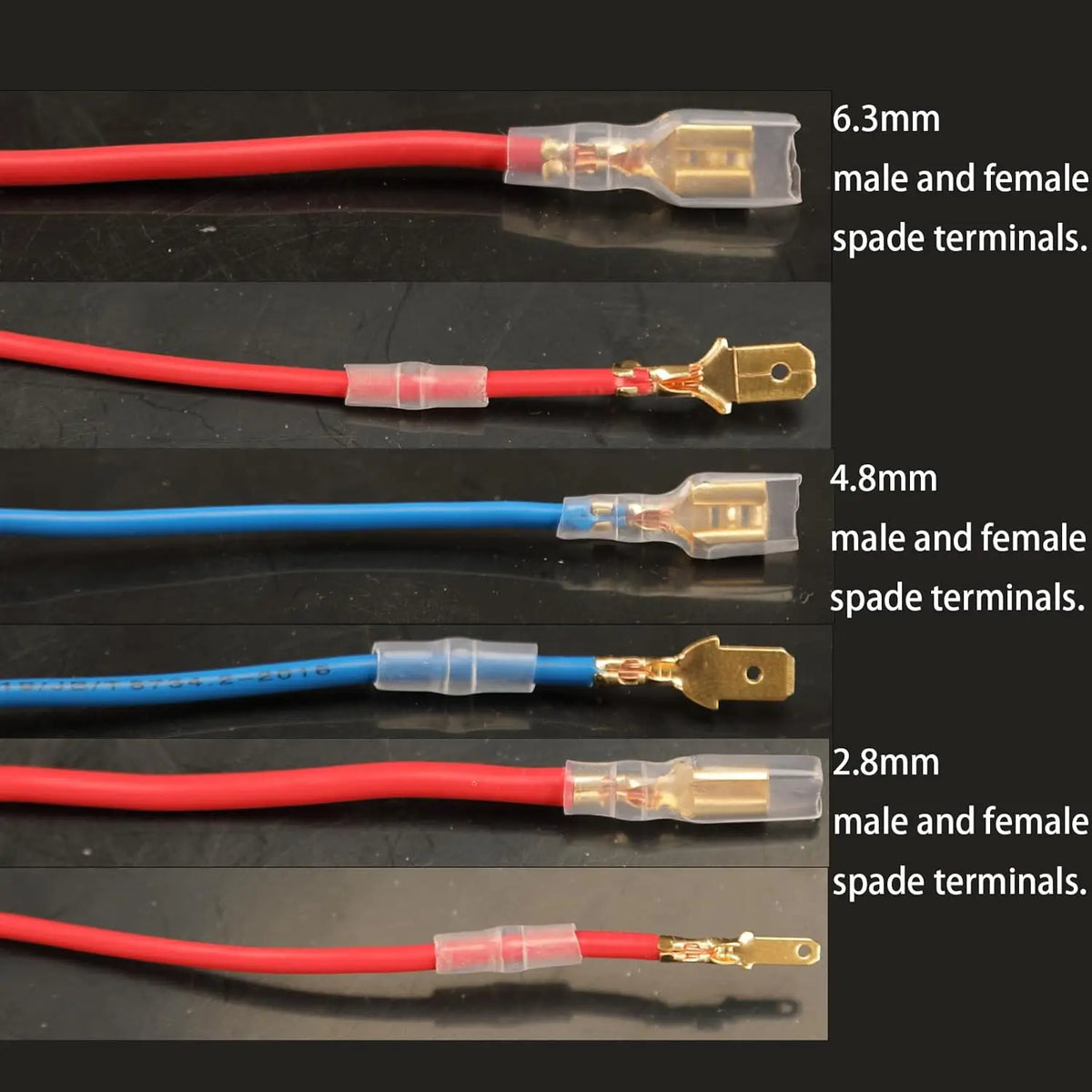 480pcs 2.8mm 4.8mm 6.3mm Male and Female Spade — product photo 4 of 6