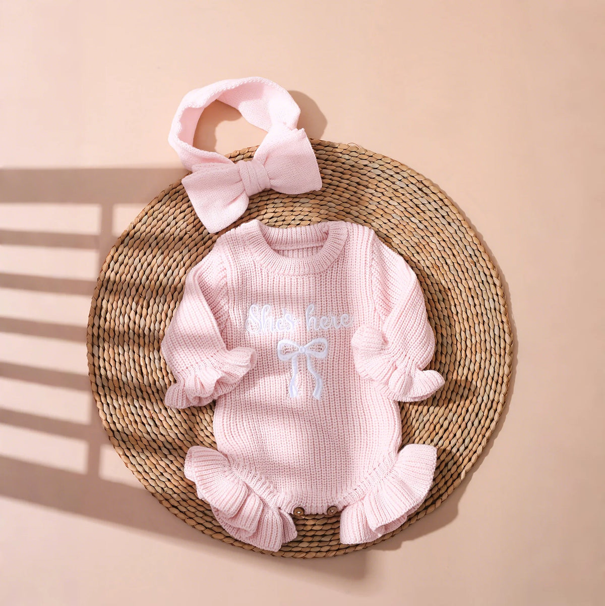 2Pcs Set Knitted Newborn Photography Outfits with Bow — product photo 4 of 6