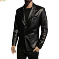 Men's Black PU Suit Jacket — main product photo
