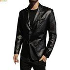 Men's Black PU Suit Jacket — main product photo
