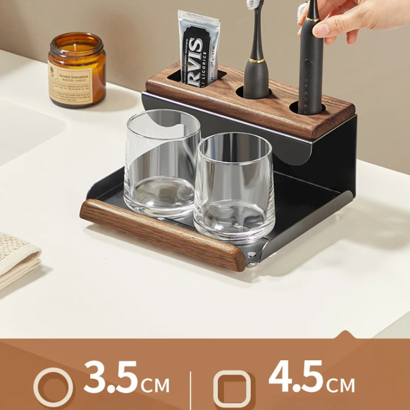 Walnut Electric Toothbrush Holder Bathroom Vanity Top Tooth — product photo 4 of 6