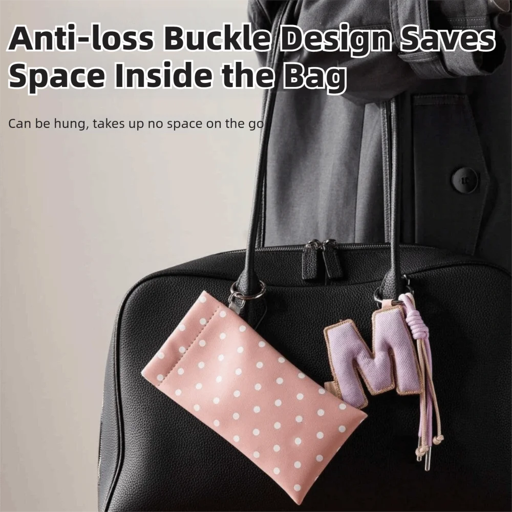 Polka Dot Eyeglass Bag Leather Automatic Closure Sunglasses — product photo 4 of 6