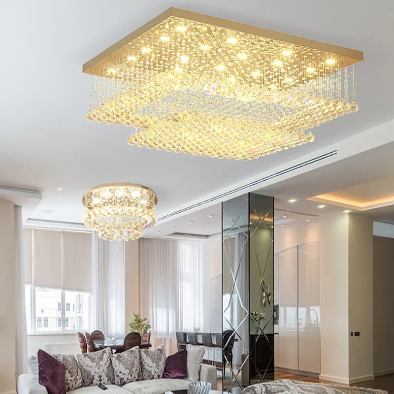 Led Crystal Ceiling Chandelier Rectangular Living Room Light — product photo 3 of 6