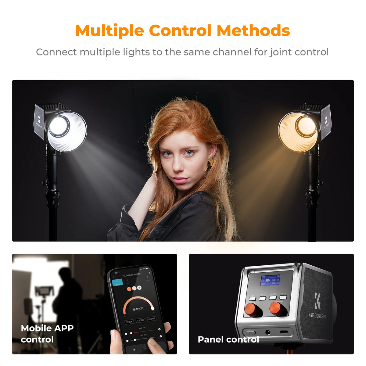 K&F CONCEPT PL-60B 5600K 60W COB Photography Light — product photo 4 of 6
